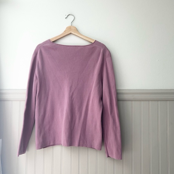 J. Jill Large Mauve Long Sleeve V-Neck Knit Top 100% Cotton - Picture 4 of 4